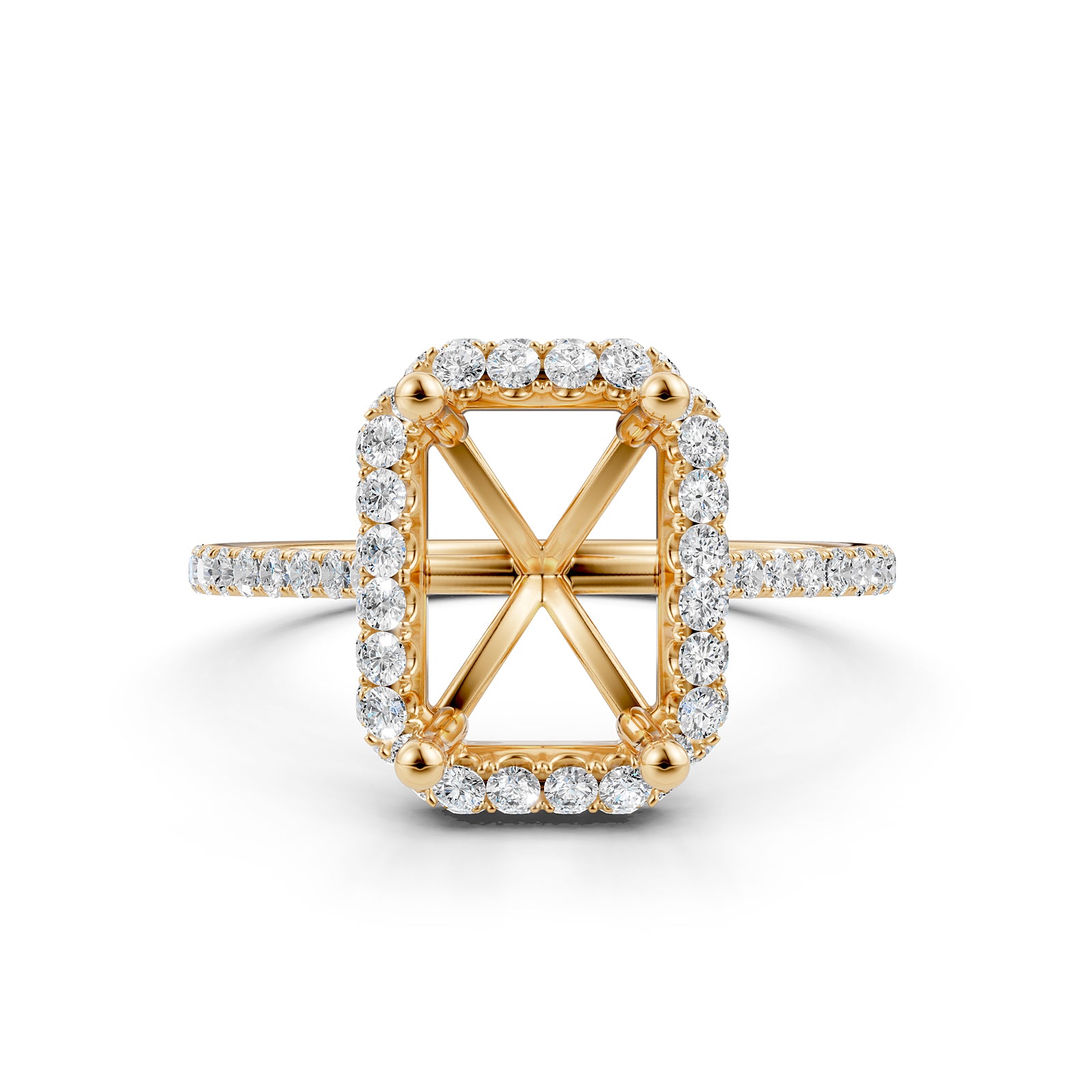 Double Halo Semi Mount Lab Grown Diamond Engagement Ring 0.53 Ct.